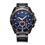 ARIES GOLD CHRONOGRAPH ATLANTIC BLACK STAINLESS STEEL G 7002 BK-BU MEN'S WATCH - H2 Hub Watches