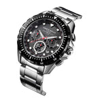 ARIES GOLD CHRONOGRAPH ATLANTIC SILVER STAINLESS STEEL G 7002 SBK-BK MEN'S WATCH - H2 Hub Watches