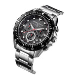 ARIES GOLD CHRONOGRAPH ATLANTIC SILVER STAINLESS STEEL G 7002 SBK-BK MEN'S WATCH - H2 Hub Watches