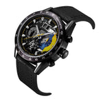 ARIES GOLD CHRONOGRAPH JOLTER BLACK STAINLESS STEEL G 7008 BK-YW LEATHER STRAP MEN'S WATCH - H2 Hub Watches