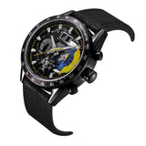 ARIES GOLD CHRONOGRAPH JOLTER BLACK STAINLESS STEEL G 7008 BK-YW LEATHER STRAP MEN'S WATCH - H2 Hub Watches