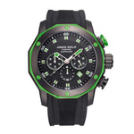 ARIES GOLD CHRONOGRAPH VENTURER GREEN STAINLESS STEEL G-7012Z-BK-GN BLACK SILICONE STRAP MEN'S WATCH - H2 Hub Watches