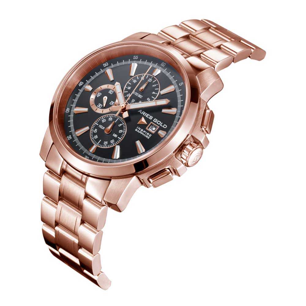 ARIES GOLD INSPIRE CONTENDER ROSE GOLD STAINLESS STEEL G 7301 RG-BKRG MEN'S WATCH - H2 Hub Watches