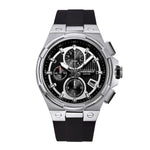 ARIES GOLD KING SILVER STAINLESS STEEL G 7311 S-BKS HI-TECH BLACK SYNTHETIC STRAP MEN'S WATCH - H2 Hub Watches