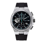 ARIES GOLD MONARCH SILVER STAINLESS STEEL G 7312 S-BKCY HI-TECH BLACK SYNTHETIC STRAP MEN'S WATCH - H2 Hub Watches
