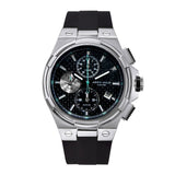ARIES GOLD MONARCH SILVER STAINLESS STEEL G 7312 S-BKCY HI-TECH BLACK SYNTHETIC STRAP MEN'S WATCH - H2 Hub Watches