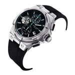 ARIES GOLD MONARCH SILVER STAINLESS STEEL G 7312 S-BKCY HI-TECH BLACK SYNTHETIC STRAP MEN'S WATCH - H2 Hub Watches