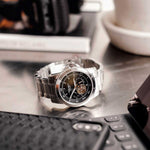ARIES GOLD AUTOMATIC INFINUM FORZA SILVER STAINLESS STEEL G 9001 S-BK MEN'S WATCH - H2 Hub Watches