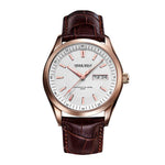 ARIES GOLD AUTOMATIC INFINUM PRESIDENT ROSE GOLD STAINLESS STEEL G 9004 RG-W BROWN LEATHER STRAP MEN'S WATCH - H2 Hub Watches