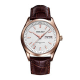 ARIES GOLD AUTOMATIC INFINUM PRESIDENT ROSE GOLD STAINLESS STEEL G 9004 RG-W BROWN LEATHER STRAP MEN'S WATCH - H2 Hub Watches