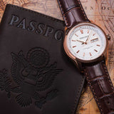 ARIES GOLD AUTOMATIC INFINUM PRESIDENT ROSE GOLD STAINLESS STEEL G 9004 RG-W BROWN LEATHER STRAP MEN'S WATCH - H2 Hub Watches