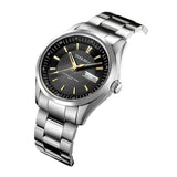 ARIES GOLD AUTOMATIC INFINUM PRESIDENT SILVER STAINLESS STEEL G 9004 S-BK MEN'S WATCH - H2 Hub Watches