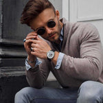 ARIES GOLD AUTOMATIC INFINUM EL TORO SILVER STAINLESS STEEL G 9005 S-S BLACK LEATHER STRAP MEN'S WATCH - H2 Hub Watches