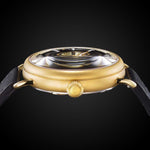 ARIES GOLD AUTOMATIC ROCKY LIMITED EDITION GOLD STAINLESS STEEL INVINCIBLE G 9013 G-BK LEATHER STRAP MEN'S WATCH - H2 Hub Watches