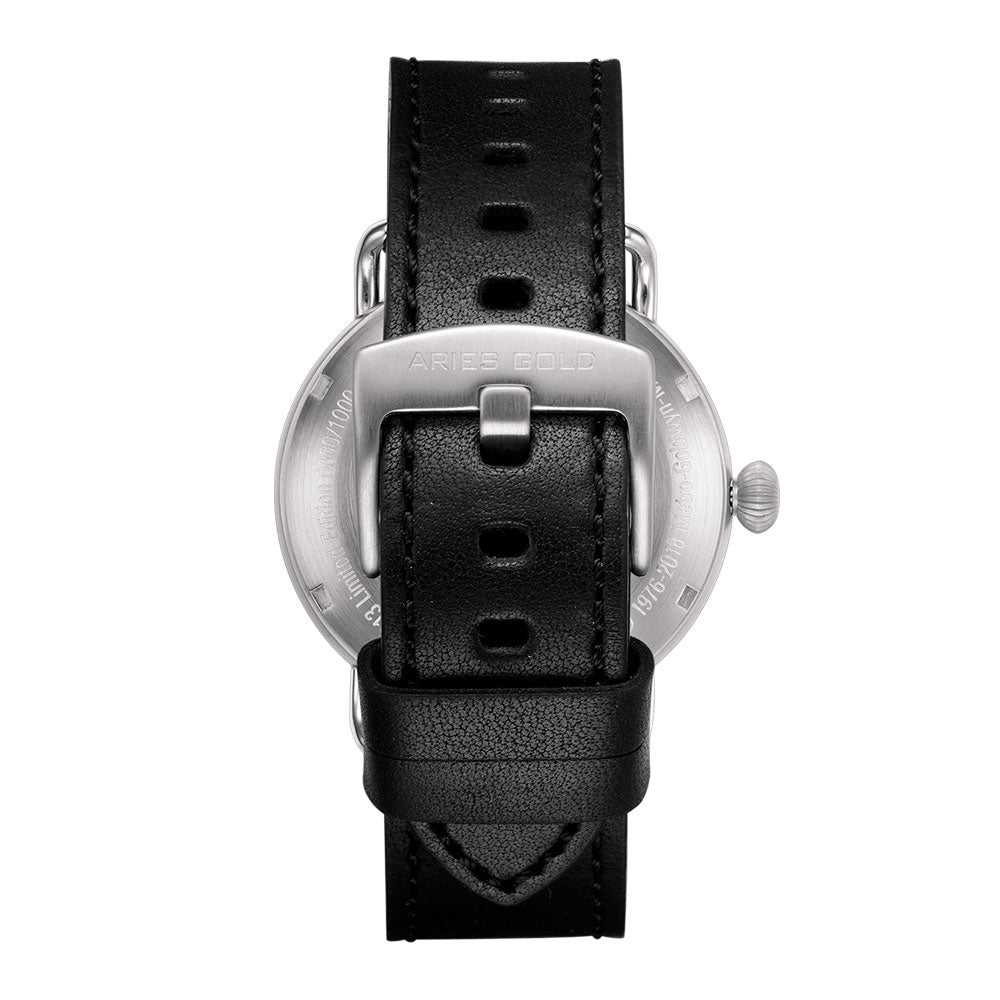 ARIES GOLD AUTOMATIC ROCKY LIMITED EDITION INVINCIBLE SILVER STAINLESS STEEL G 9013 S-W LEATHER STRAP MEN'S WATCH - H2 Hub Watches