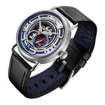 ARIES GOLD AUTOMATIC ROCKY LIMITED EDITION INVINCIBLE SILVER STAINLESS STEEL G 9013 S-W LEATHER STRAP MEN'S WATCH - H2 Hub Watches