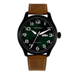 ARIES GOLD AUTOMATIC ESCALATE BLACK STAINLESS STEEL G 9017 BK-GN NUDE LEATHER STRAP MEN'S WATCH - H2 Hub Watches