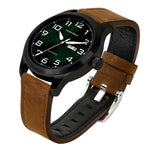 ARIES GOLD AUTOMATIC ESCALATE BLACK STAINLESS STEEL G 9017 BK-GN NUDE LEATHER STRAP MEN'S WATCH - H2 Hub Watches