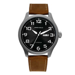 ARIES GOLD AUTOMATIC ESCALATE SILVER STAINLESS STEEL G 9017 S-BK BROWN LEATHER STRAP MEN'S WATCH - H2 Hub Watches