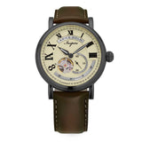 ARIES GOLD AUTOMATIC INSPIRE GAUNTLET VINTAGE TUNGSTEN STAINLESS STEEL G 903 TS-BEI BROWN LEATHER STRAP MEN'S WATCH - H2 Hub Watches