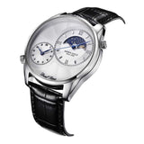 ARIES GOLD CONTINENTAL SILVER STAINLESS STEEL G 1004 S-W LEATHER STRAP MEN'S WATCH - H2 Hub Watches