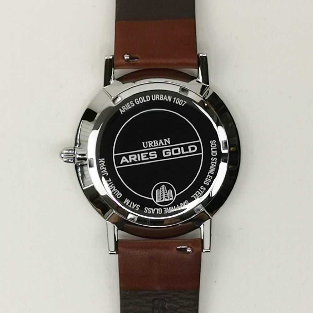ARIES GOLD URBAN TANGO G 1007 S-W BROWN LEATHER STRAP MEN'S WATCH - H2 Hub Watches