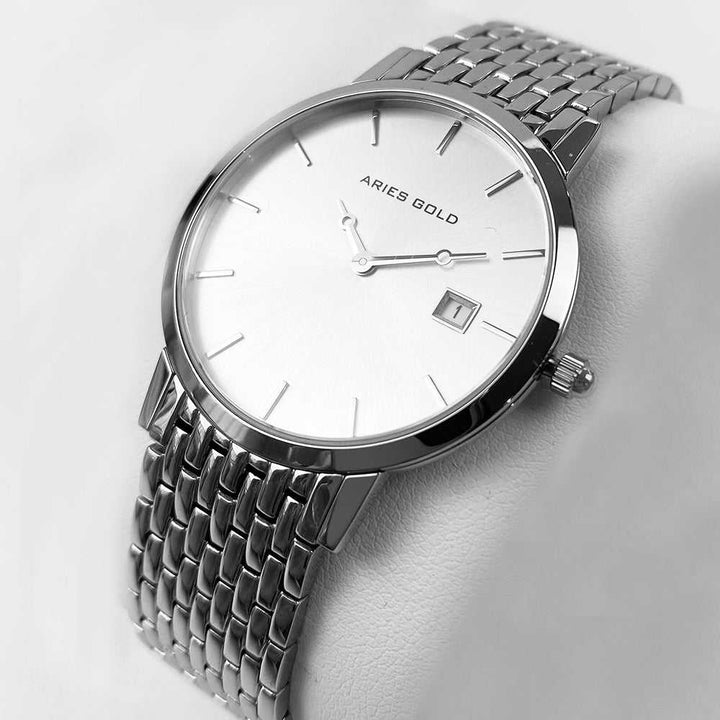 ARIES GOLD HERITAGE MASTER  SILVER STAINLESS STEEL G 1017Z S-S MEN'S WATCH - H2 Hub Watches