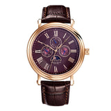 ARIES GOLD URBAN KENSINGTON ROSE GOLD STAINLESS STEEL G 101 RG-CF BROWN LEATHER STRAP UNISEX'S WATCH