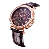 ARIES GOLD URBAN KENSINGTON ROSE GOLD STAINLESS STEEL G 101 RG-CF BROWN LEATHER STRAP UNISEX'S WATCH