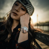 ARIES GOLD URBAN KENSINGTON ROSE GOLD STAINLESS STEEL G 101 RG-CF BROWN LEATHER STRAP UNISEX'S WATCH