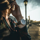 ARIES GOLD URBAN KENSINGTON ROSE GOLD STAINLESS STEEL G 101 RG-CF BROWN LEATHER STRAP UNISEX'S WATCH