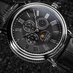 ARIES GOLD URBAN KENSINGTON SILVER STAINLESS STEEL G 101 S-BK BLACK LEATHER STRAP MEN'S WATCH - H2 Hub Watches