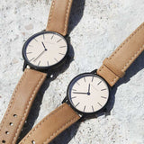 ARIES GOLD URBAN SANTOS G 1022 BK-BEI BROWN LEATHER STRAP MEN'S WATCH - H2 Hub Watches