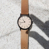 ARIES GOLD URBAN SANTOS G 1022 BK-BEI BROWN LEATHER STRAP MEN'S WATCH - H2 Hub Watches