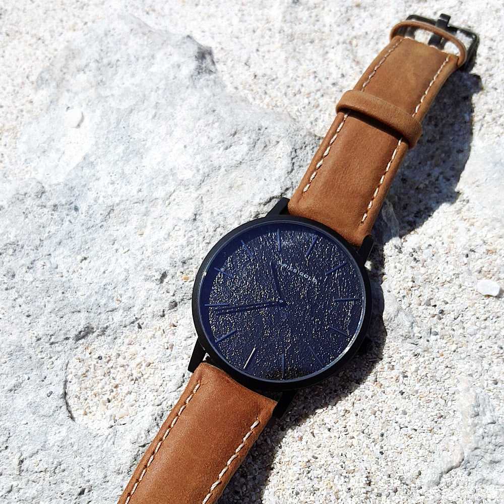 ARIES GOLD URBAN SANTOS BLACK STAINLESS STEEL G 1022 BK-BKME BROWN LEATHER STRAP WOMEN'S WATCH - H2 Hub Watches