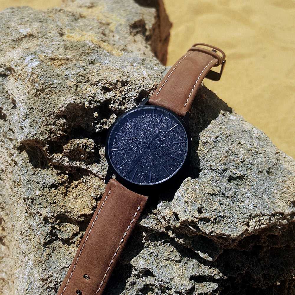 ARIES GOLD URBAN SANTOS BLACK STAINLESS STEEL G 1022 BK-BKME BROWN LEATHER STRAP WOMEN'S WATCH - H2 Hub Watches