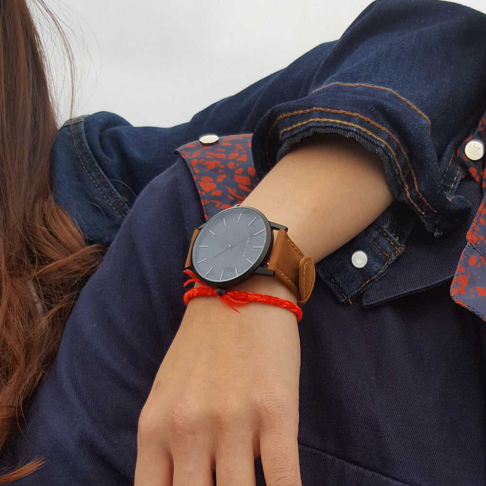 ARIES GOLD URBAN SANTOS BLACK STAINLESS STEEL G 1022 BK-BKME BROWN LEATHER STRAP WOMEN'S WATCH - H2 Hub Watches