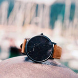 ARIES GOLD URBAN SANTOS BLACK STAINLESS STEEL G 1022 BK-BKME BROWN LEATHER STRAP WOMEN'S WATCH - H2 Hub Watches