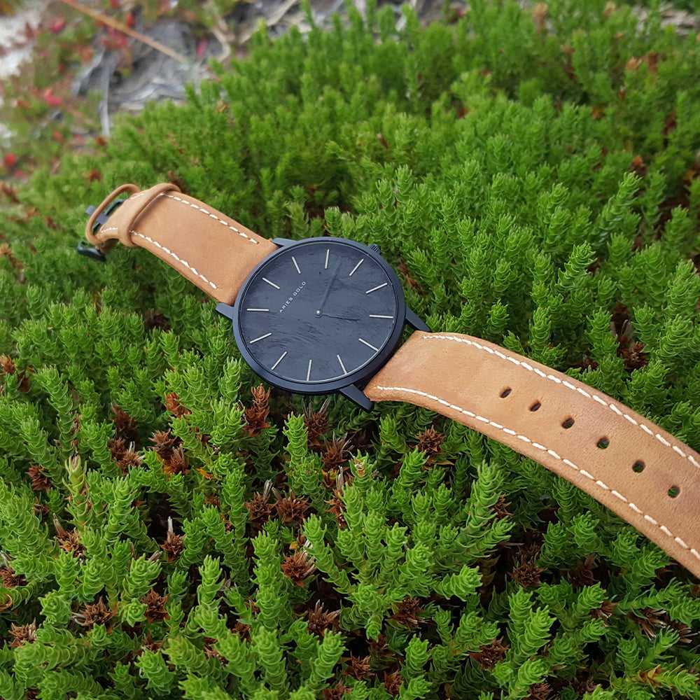 ARIES GOLD URBAN SANTOS BLACK STAINLESS STEEL G 1022 BK-BKME BROWN LEATHER STRAP WOMEN'S WATCH - H2 Hub Watches
