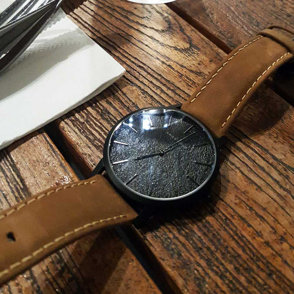 ARIES GOLD URBAN SANTOS BLACK STAINLESS STEEL G 1022 BK-BKME BROWN LEATHER STRAP WOMEN'S WATCH - H2 Hub Watches