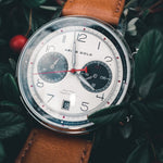 ARIES GOLD URBAN JOURNEY SILVER STAINLESS STEEL G 1025 S-W BROWN LEATHER STRAP MEN'S WATCH - H2 Hub Watches