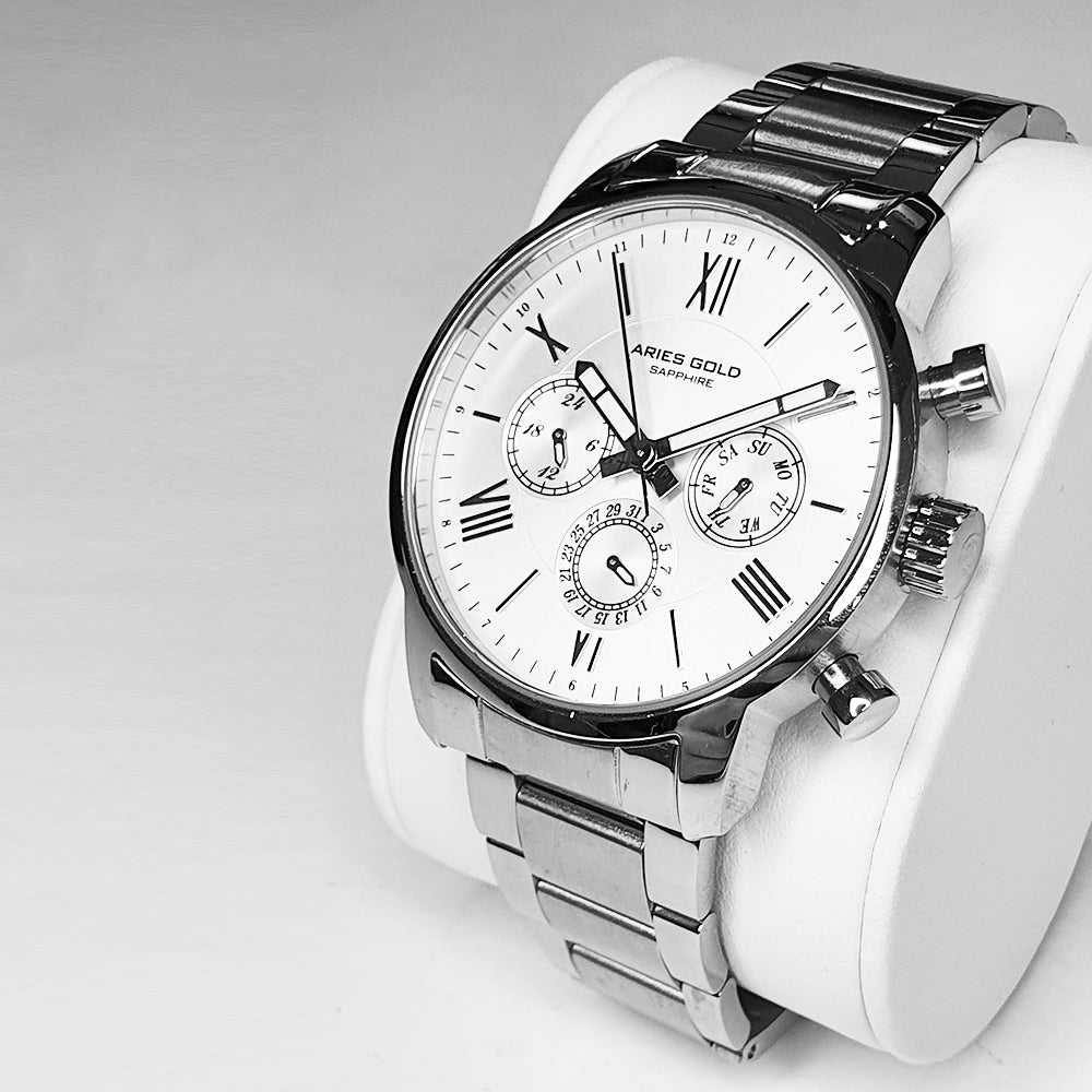 ARIES GOLD URBAN ETERNAL SILVER STAINLESS STEEL G 103 S-S MEN'S WATCH - H2 Hub Watches
