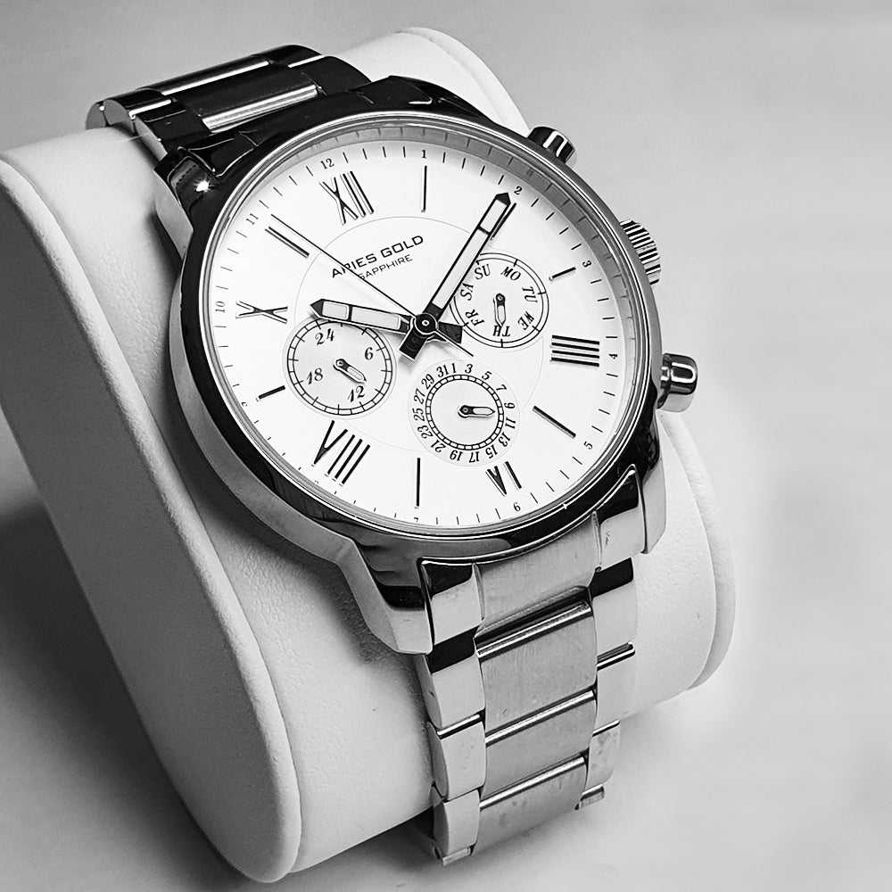 ARIES GOLD URBAN ETERNAL SILVER STAINLESS STEEL G 103 S-S MEN'S WATCH - H2 Hub Watches