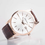 ARIES GOLD URBAN ENERGY ROSE GOLD STAINLESS STEEL G 639M RG-ROSE BROWN LEATHER STRAP MEN'S WATCH - H2 Hub Watches