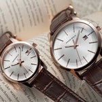 ARIES GOLD URBAN ENERGY ROSE GOLD STAINLESS STEEL G 639M RG-ROSE BROWN LEATHER STRAP MEN'S WATCH - H2 Hub Watches