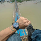 ARIES GOLD CHRONOGRAPH ATLANTIC BLACK STAINLESS STEEL G 7002 BK-BU MEN'S WATCH - H2 Hub Watches