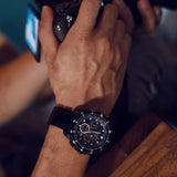 ARIES GOLD CHRONOGRAPH ATLANTIC BLACK STAINLESS STEEL G 7002 BK-BU MEN'S WATCH - H2 Hub Watches