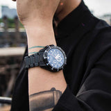 ARIES GOLD CHRONOGRAPH ATLANTIC BLACK STAINLESS STEEL G 7002 BK-BU MEN'S WATCH - H2 Hub Watches
