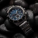 ARIES GOLD CHRONOGRAPH ATLANTIC BLACK STAINLESS STEEL G 7002 BK-BU MEN'S WATCH - H2 Hub Watches