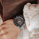 ARIES GOLD CHRONOGRAPH ATLANTIC SILVER STAINLESS STEEL G 7002 SBK-BK MEN'S WATCH - H2 Hub Watches